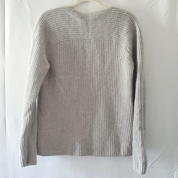 Theory Cashmere Blend Wool Sweater Size L Long Sleeve Ribbed Knit Pullover - Picture 5 of 12